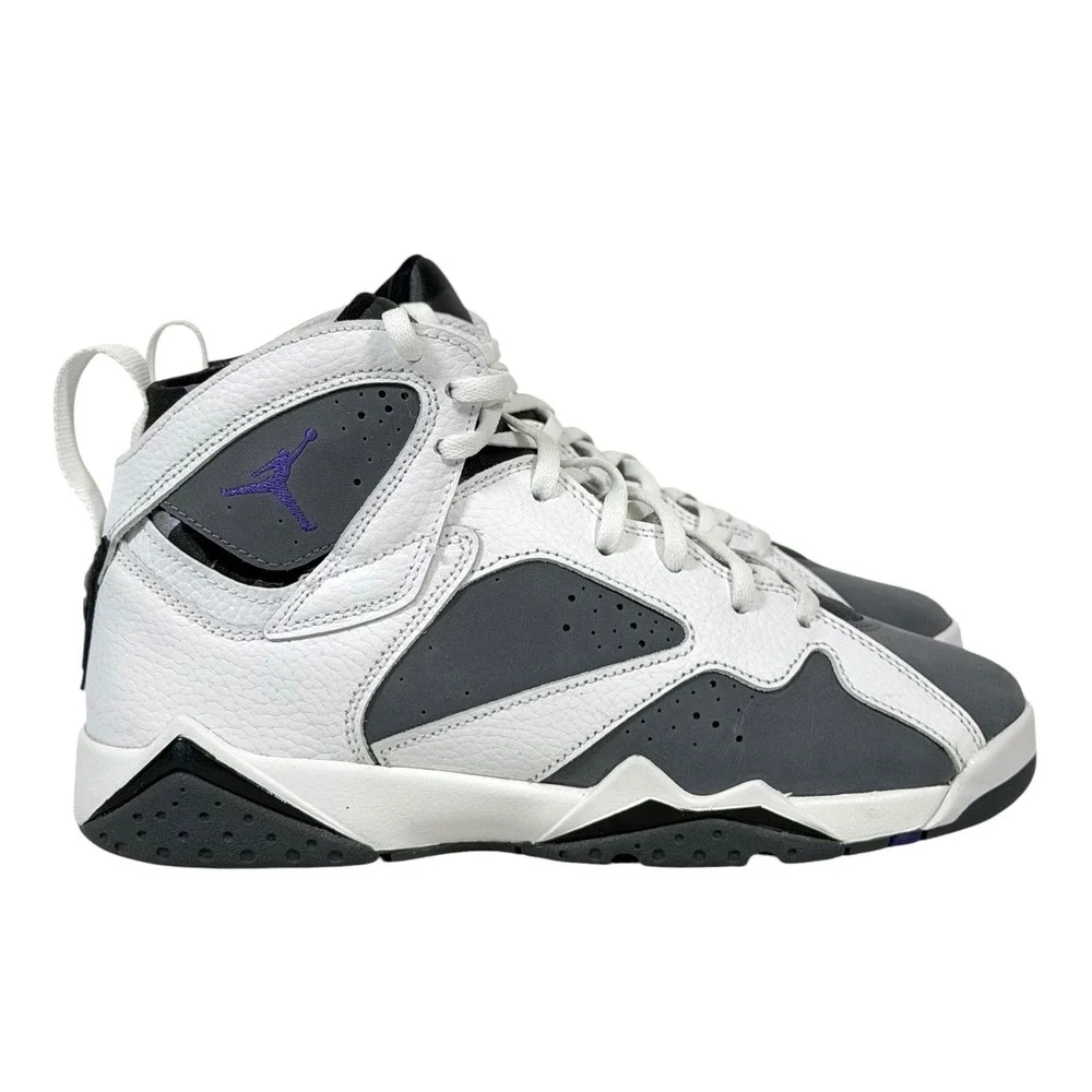 Air Jordan 7 Retro BG Flint 2021 White Varsity Purple Grey 7Y Men's 7 DJ2777-100